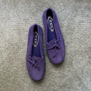 TODS Suede Purple Loafers